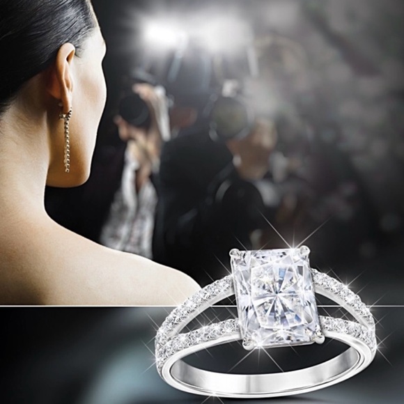 Diamonesk Ring w/ 7.5 Carat Radiant Centerpiece - Picture 3 of 4